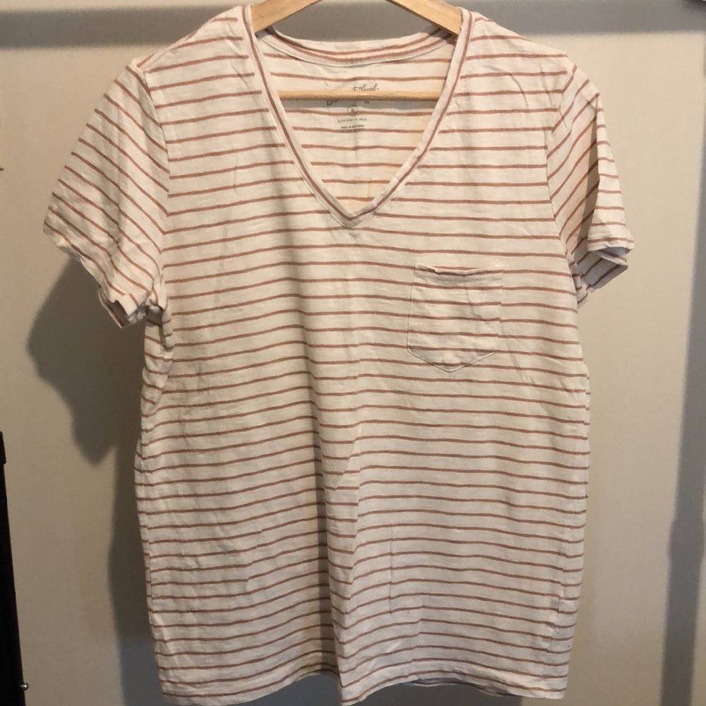 Universal Thread White w/ Tan Striped Shirt, size M